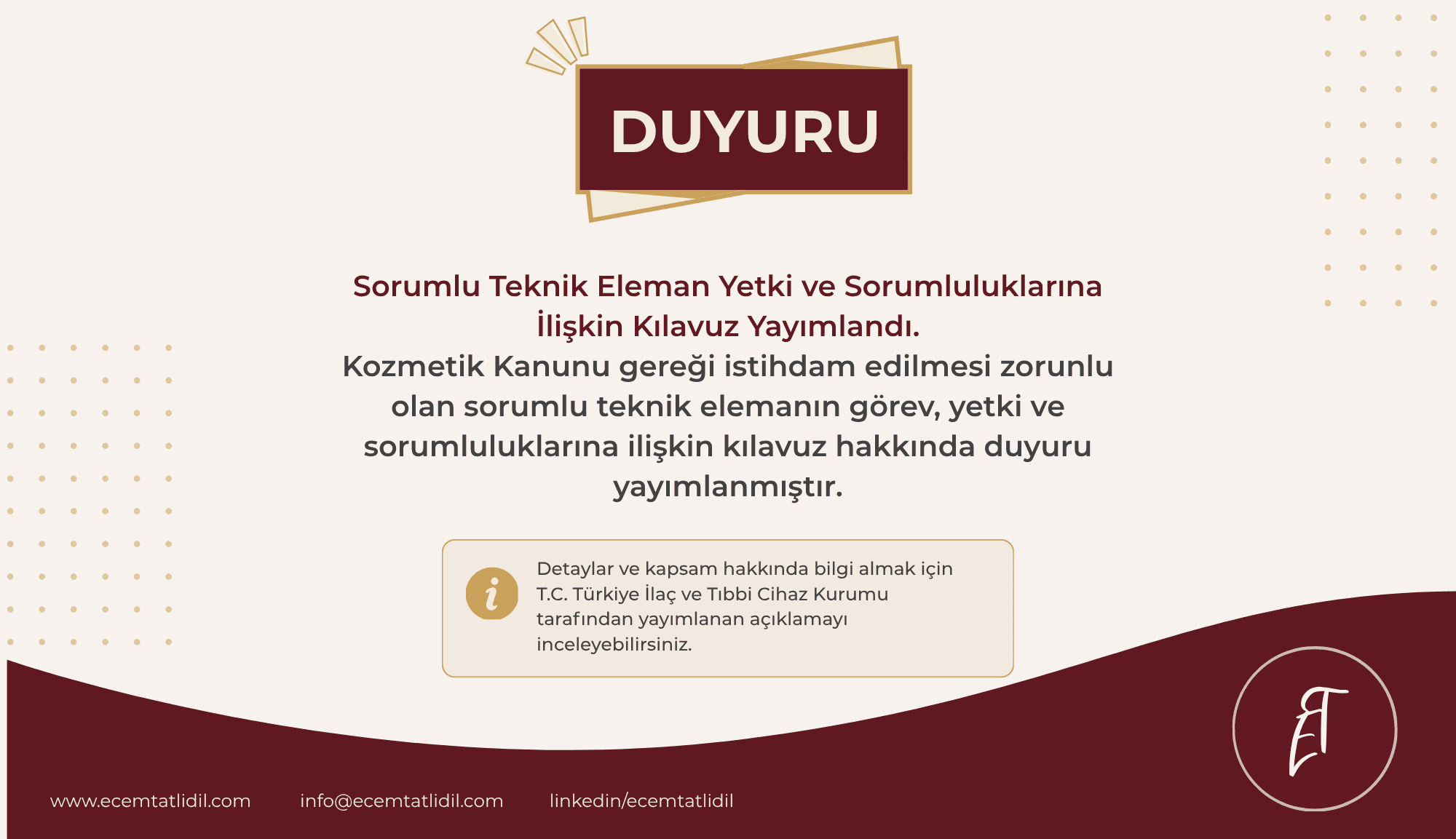 TİTCK Sorumlu Teknik Eleman Yetki ve Sorumluluk Kılavuzu Yayımlandı